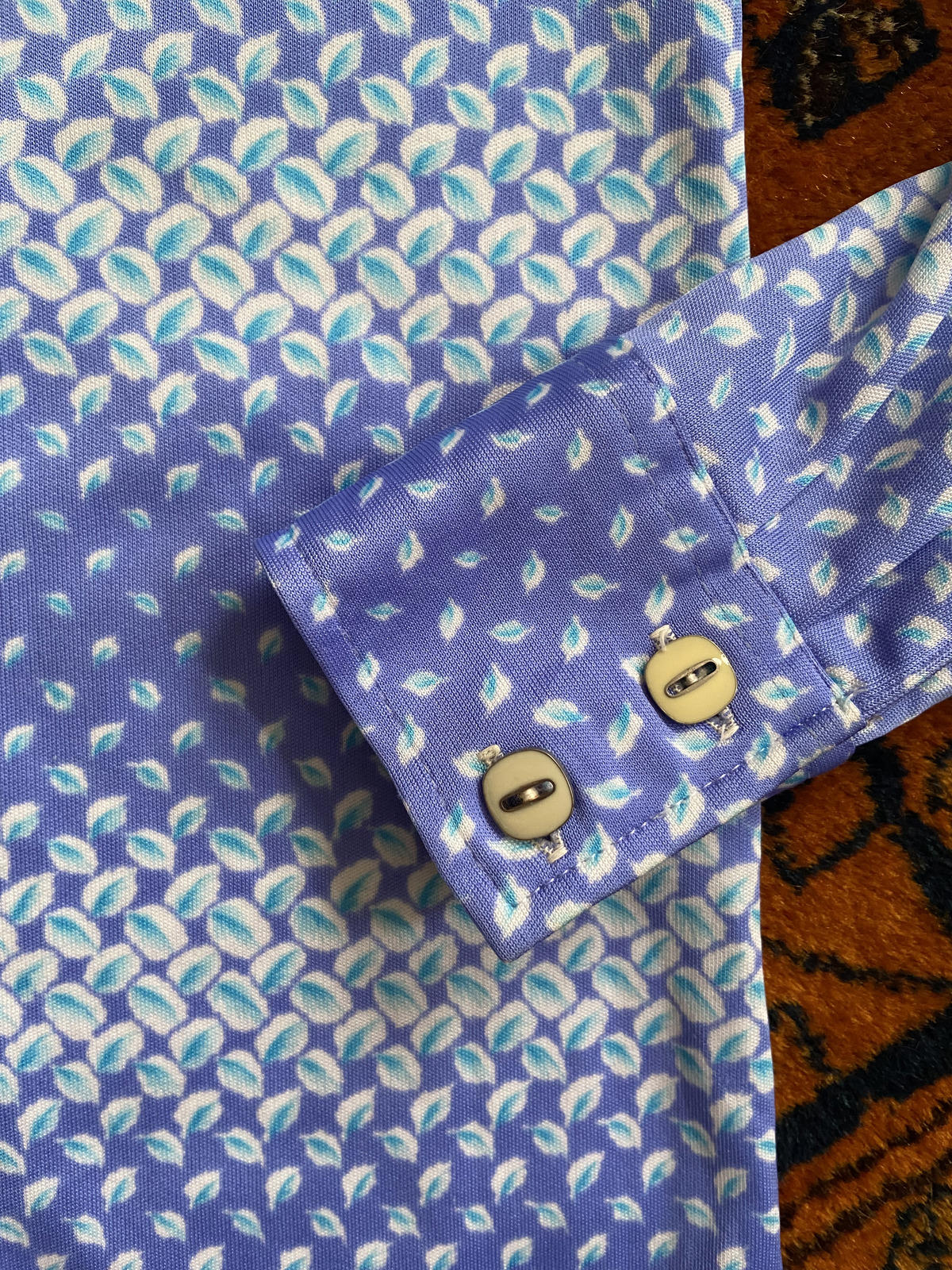 Vintage 1970s Blue Geometric Japanese Shirt