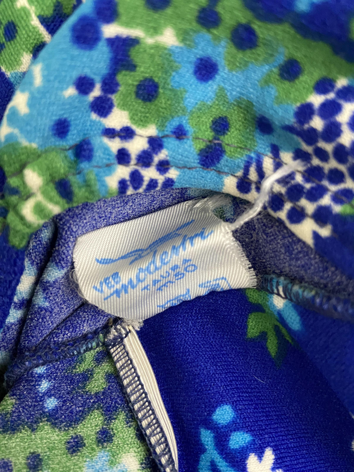 Vintage 1970s Blue Print Swimsuit