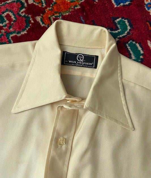 Vintage 1970s Yellow Dagger Collar Van Heusen Shirt