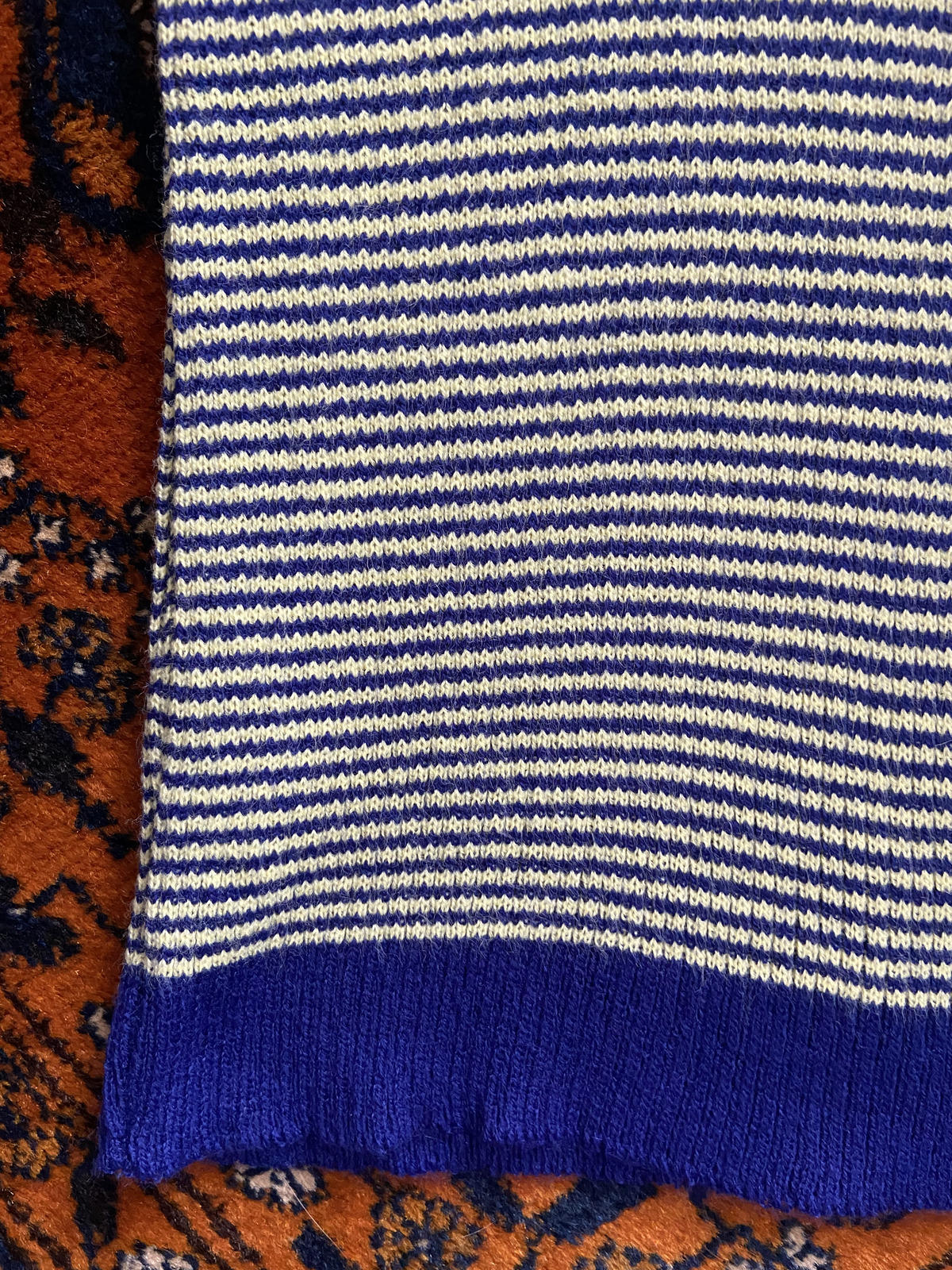 Vintage 1970s Yellow Blue Striped Knit Top