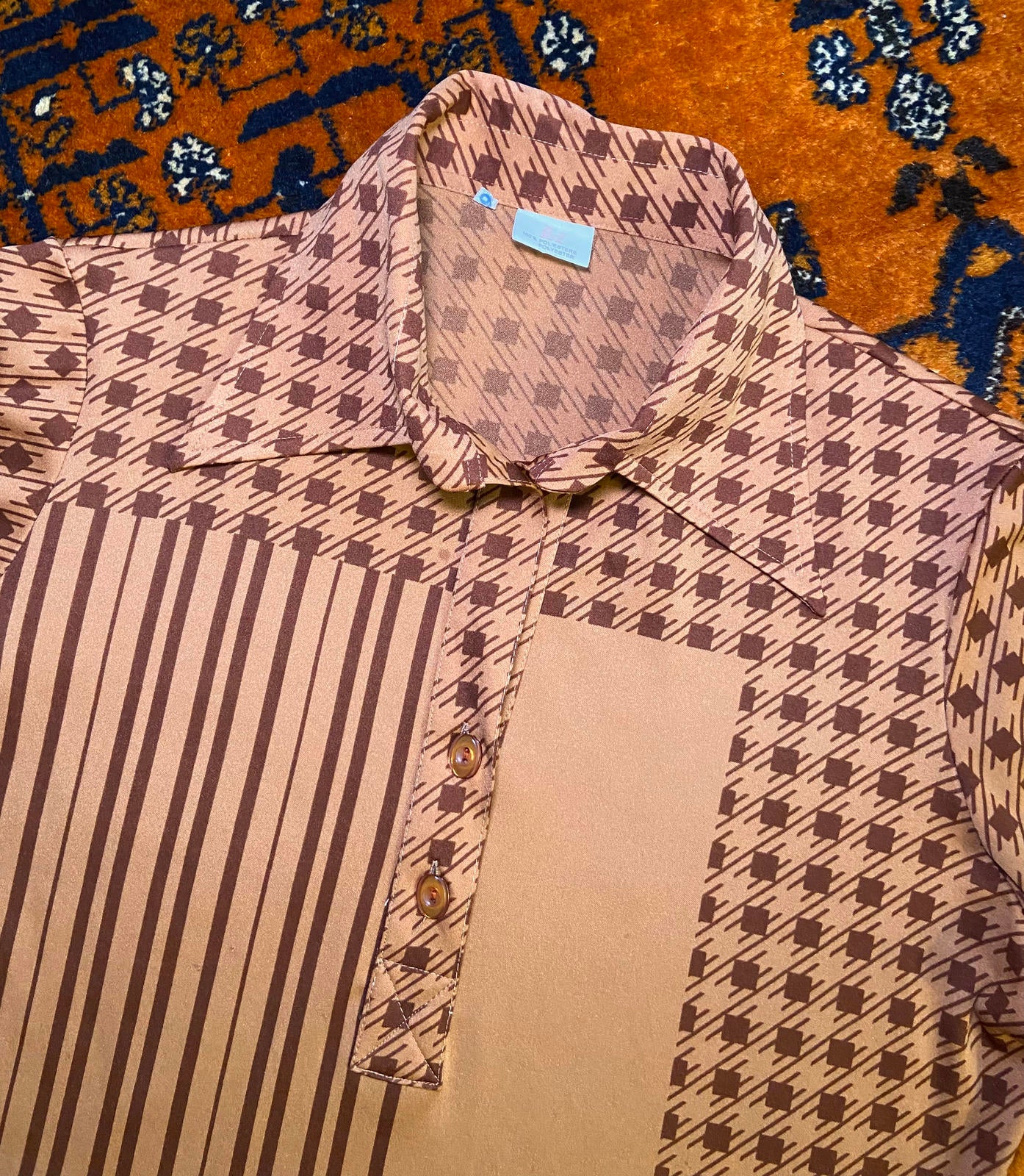 Vintage 1970s Brown Checked Shirt