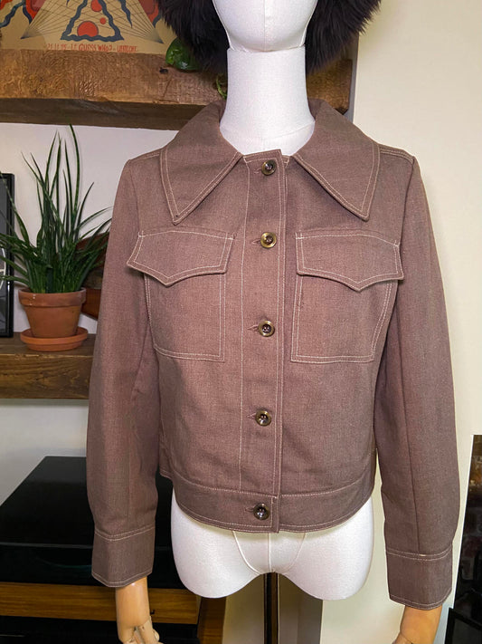 Vintage 1970s Brown Cropped Denim Jacket