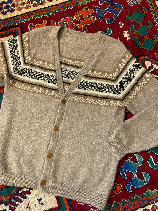 Vintage Beige Fairisle Cardigan