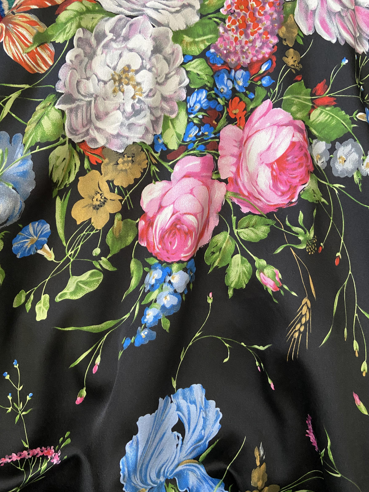 Vintage 1970s Green Velvet Floral Belted Maxi Dress