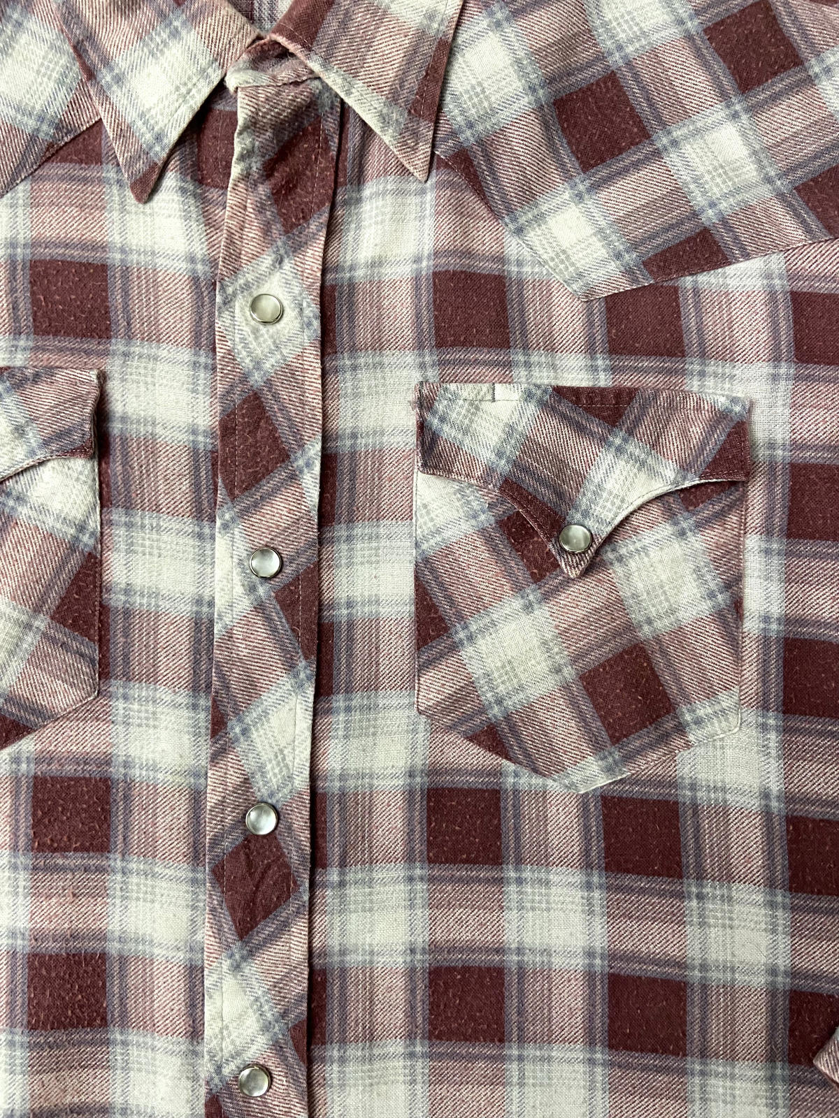 Vintage 1970s H Bar C Dusty Pink Plaid Western Shirt