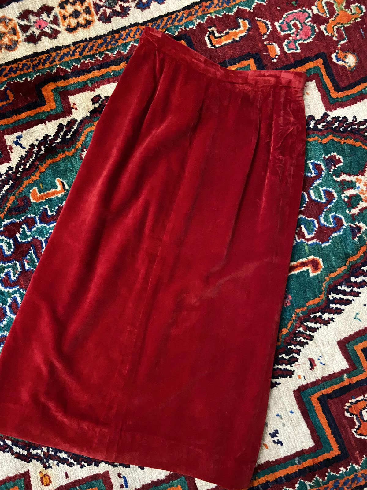 Vintage 1970s Red Velvet Skirt