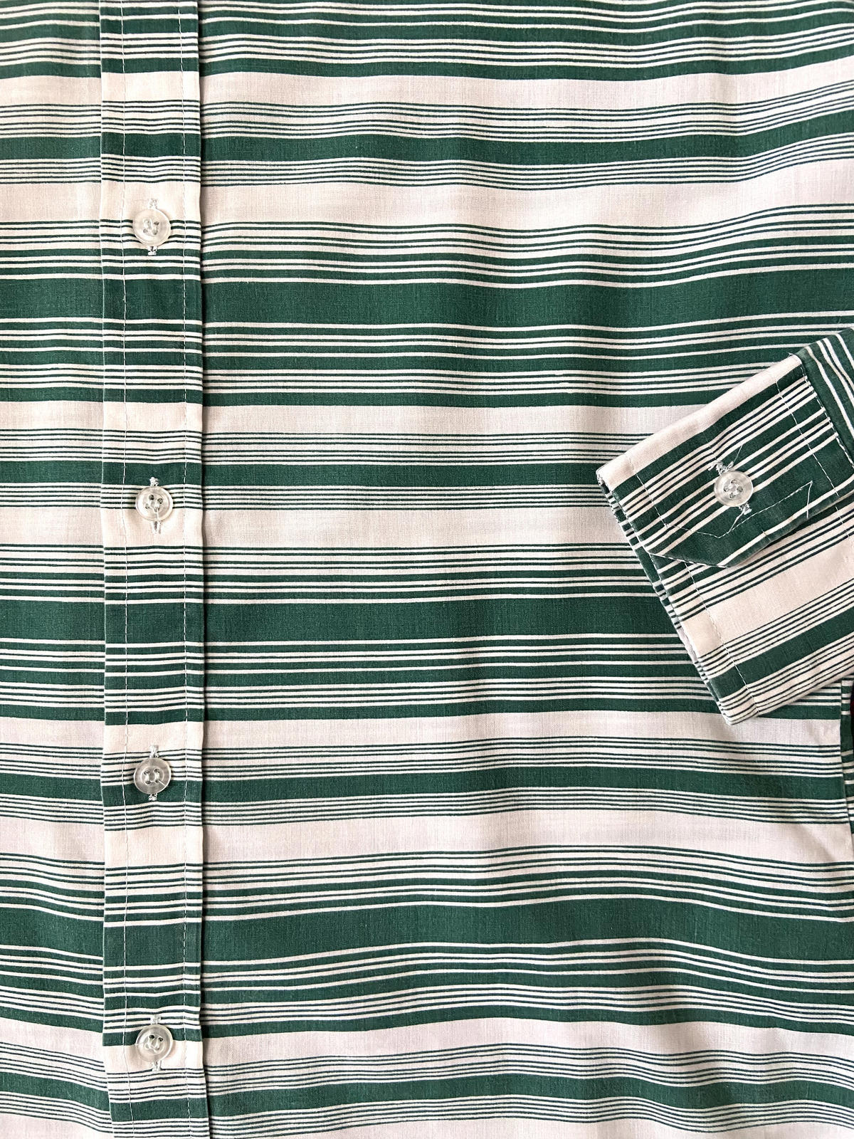 Vintage 1970s Striped Green & White Shirt