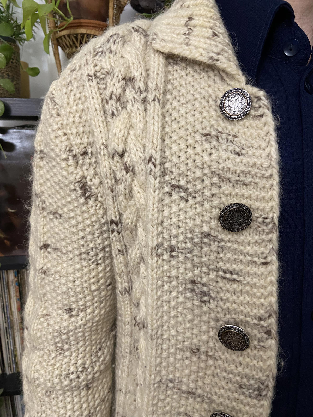 Vintage 1970s Chunky Cable Knit Cardigan