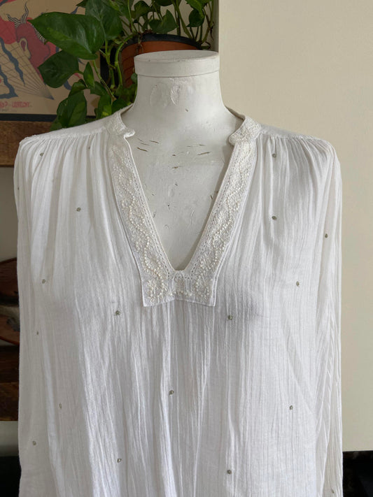 M.A.B.E White Silver Cotton Top