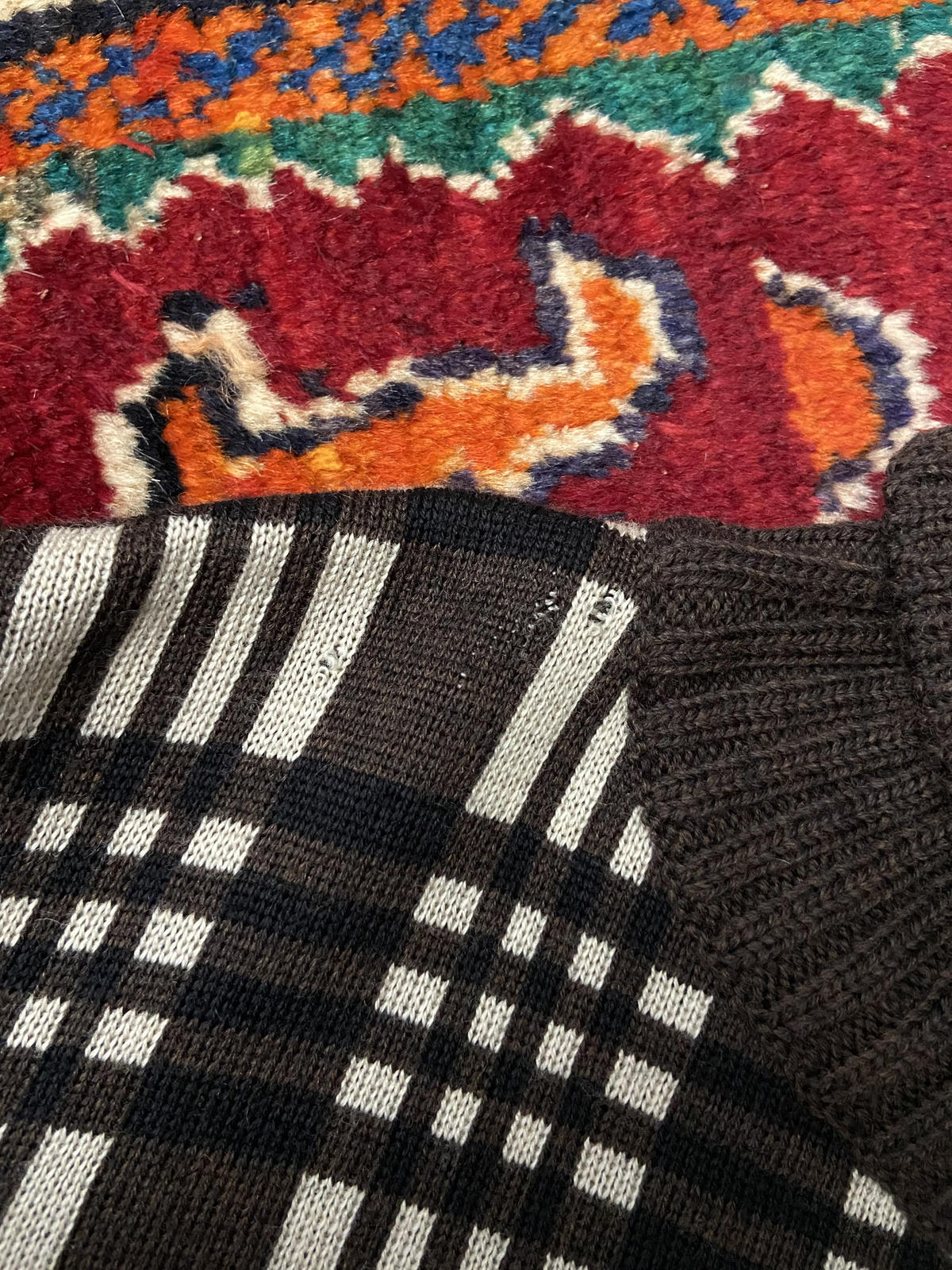 Vintage Italian Brown Check Turtleneck Jumper