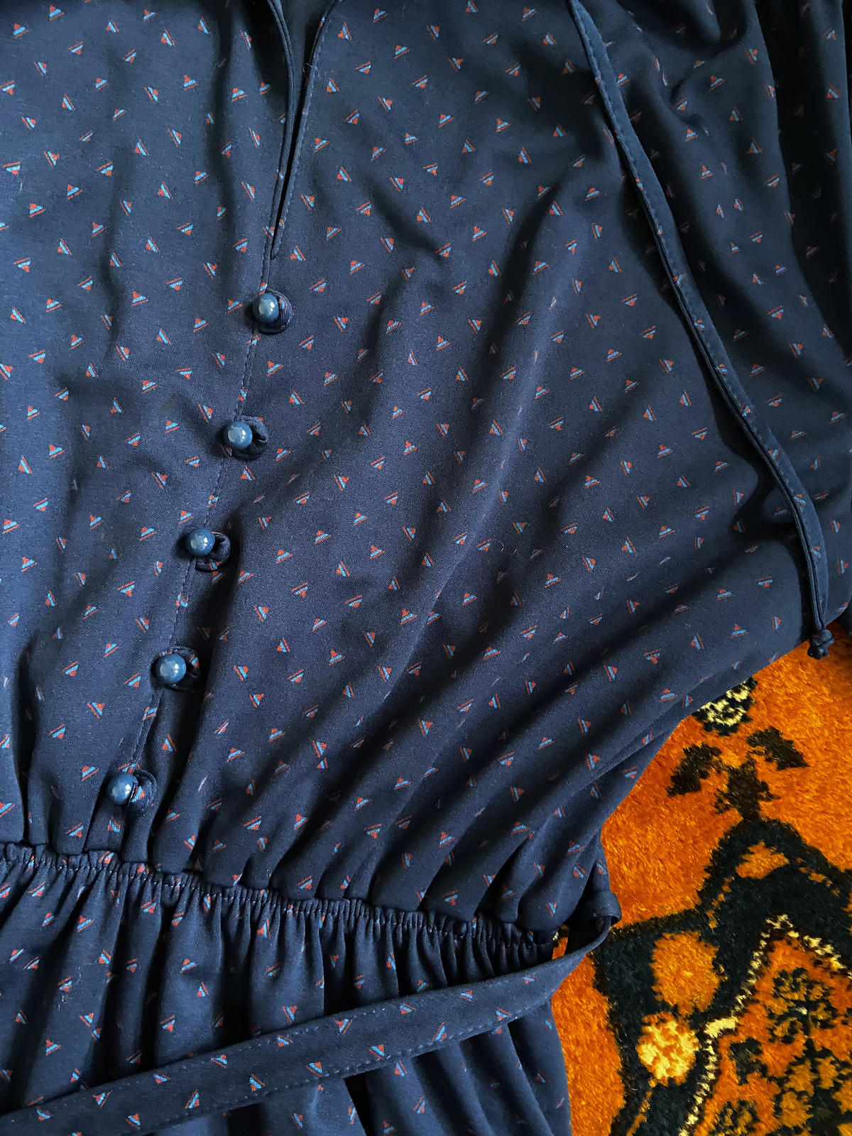 Vintage 1980s Navy Shirt Dress