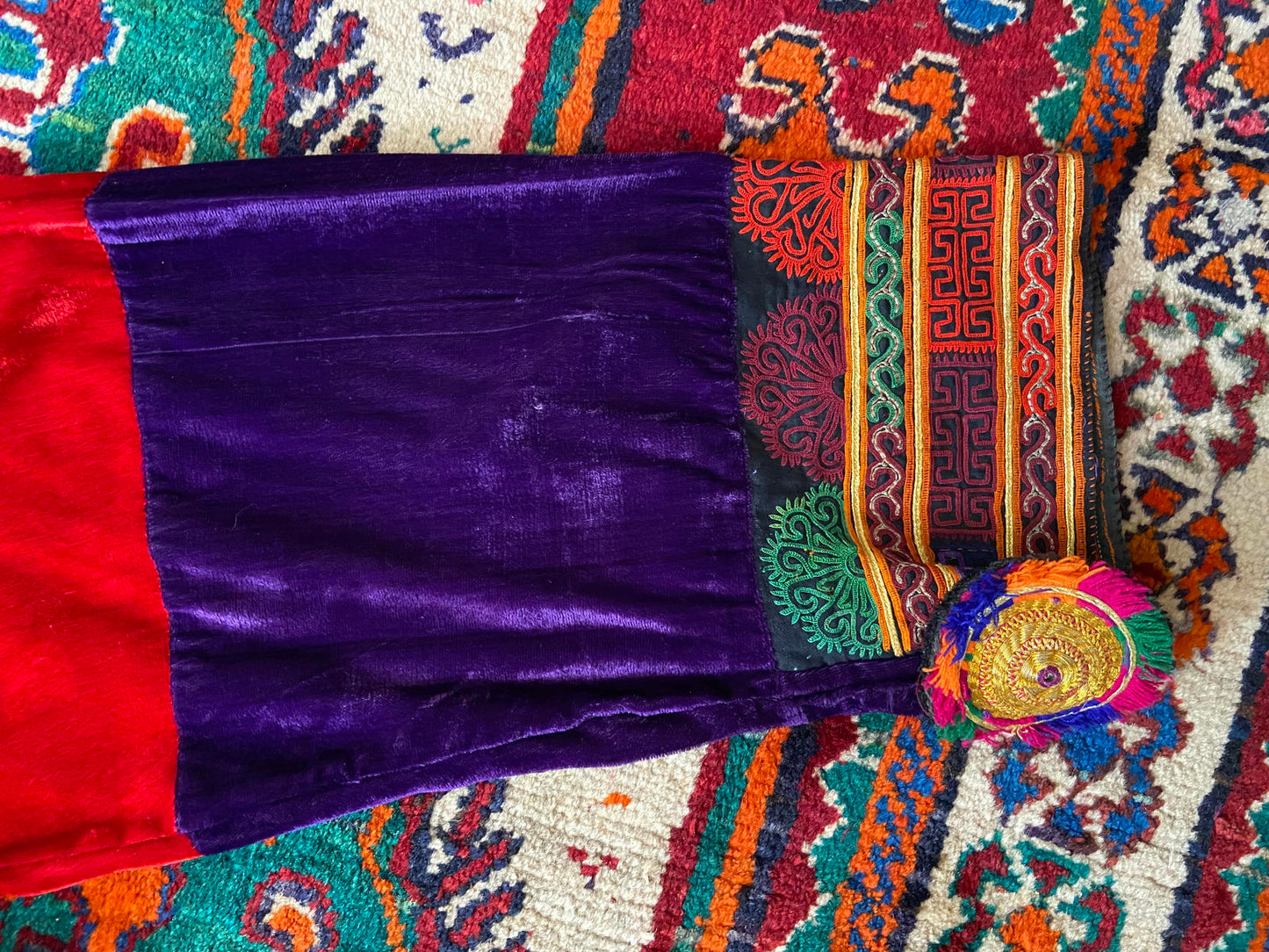 Vintage 1970s Velvet Patchwork Afghan Maxi Dress