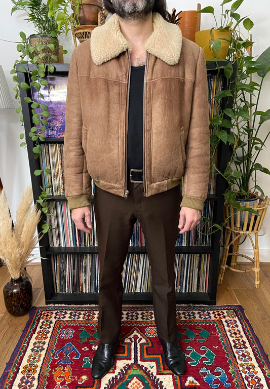 Vintage 1970s Sheepskin Bomber Jacket