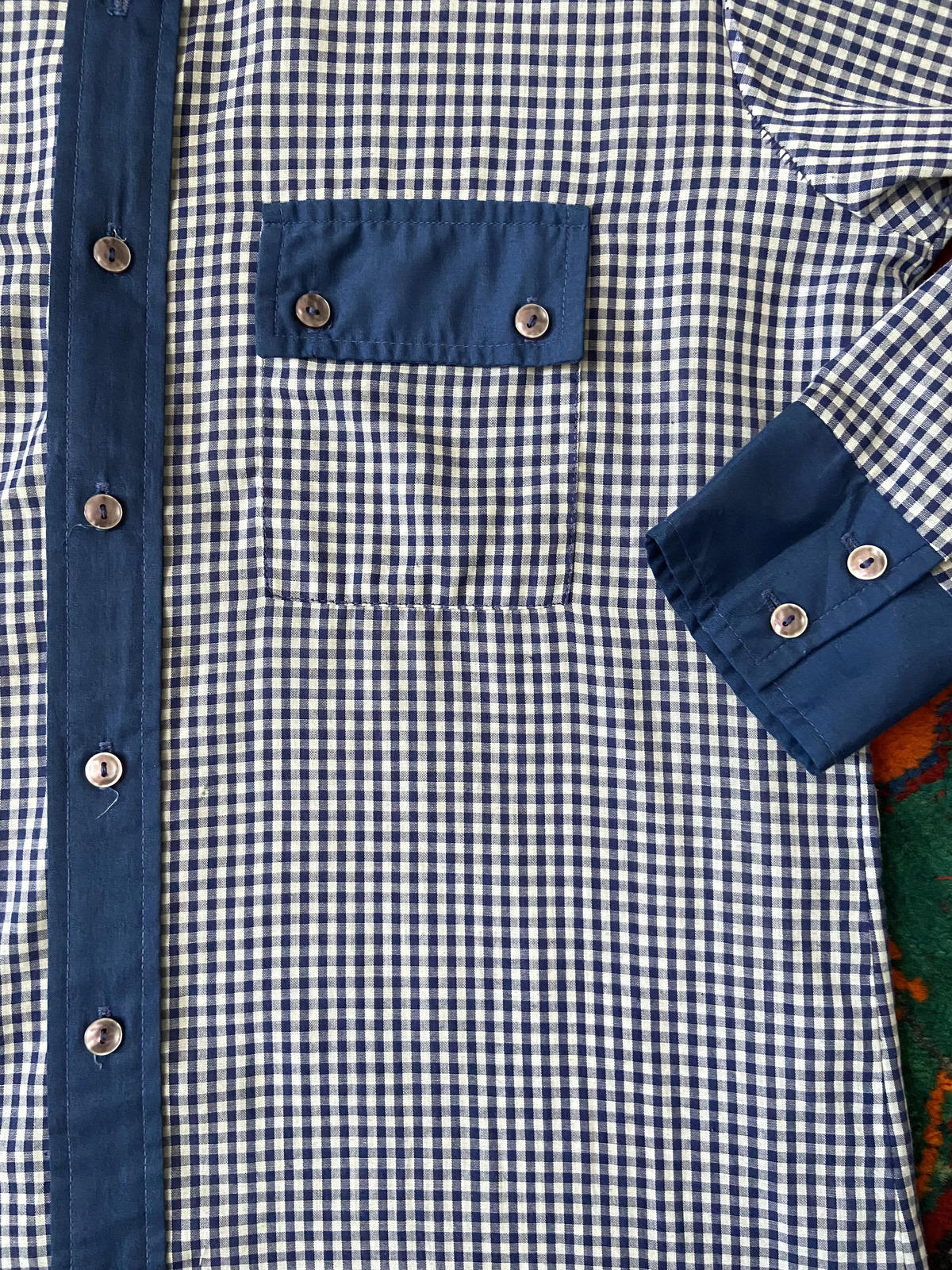 Vintage 1970s Western Dagger Collar Gingham Shirt