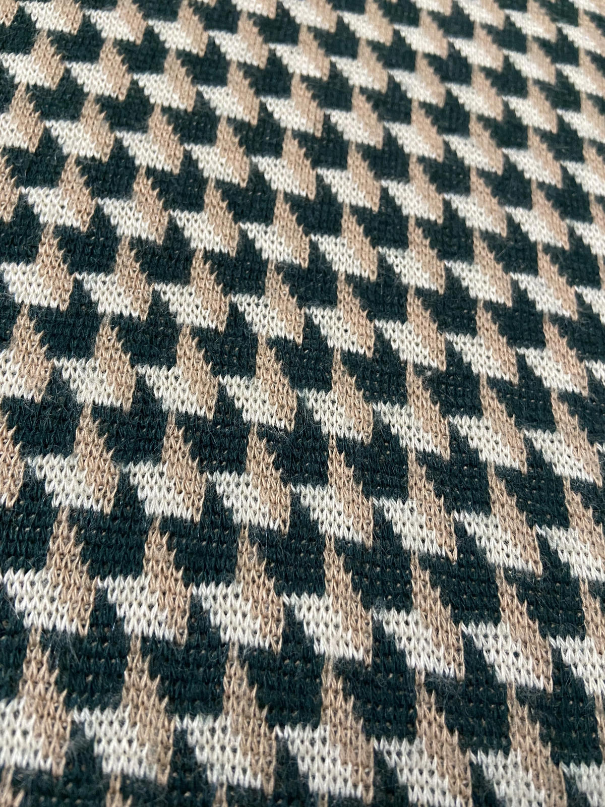 Vintage 1970s Green Houndstooth Turtleneck Jumper
