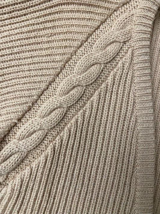 Vintage 1970s Beige Cable Knit Cardigan