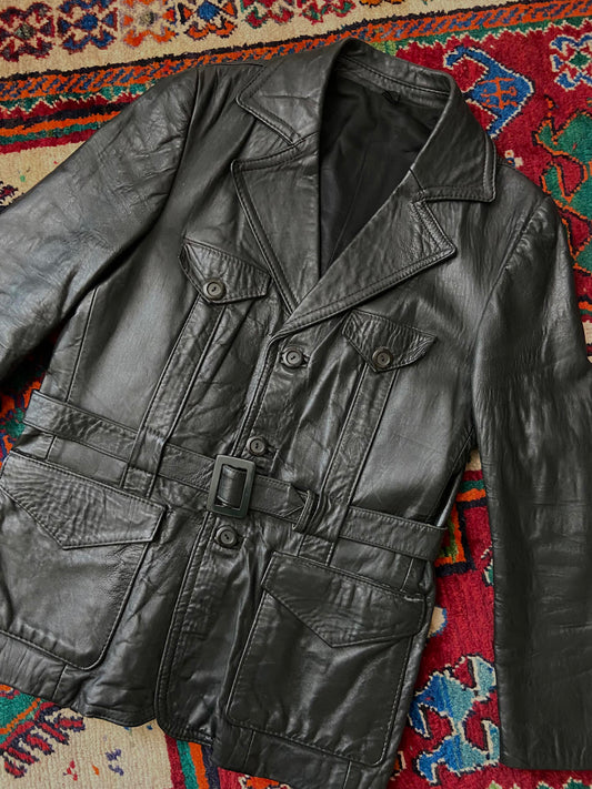 Vintage 1970s Belted Leather Jacket