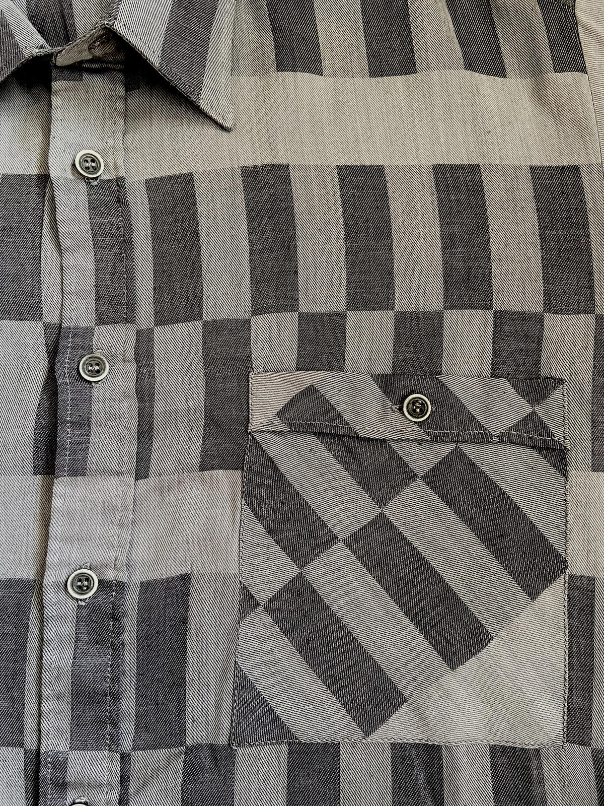 Vintage 1980s Patterned Grey Shirt