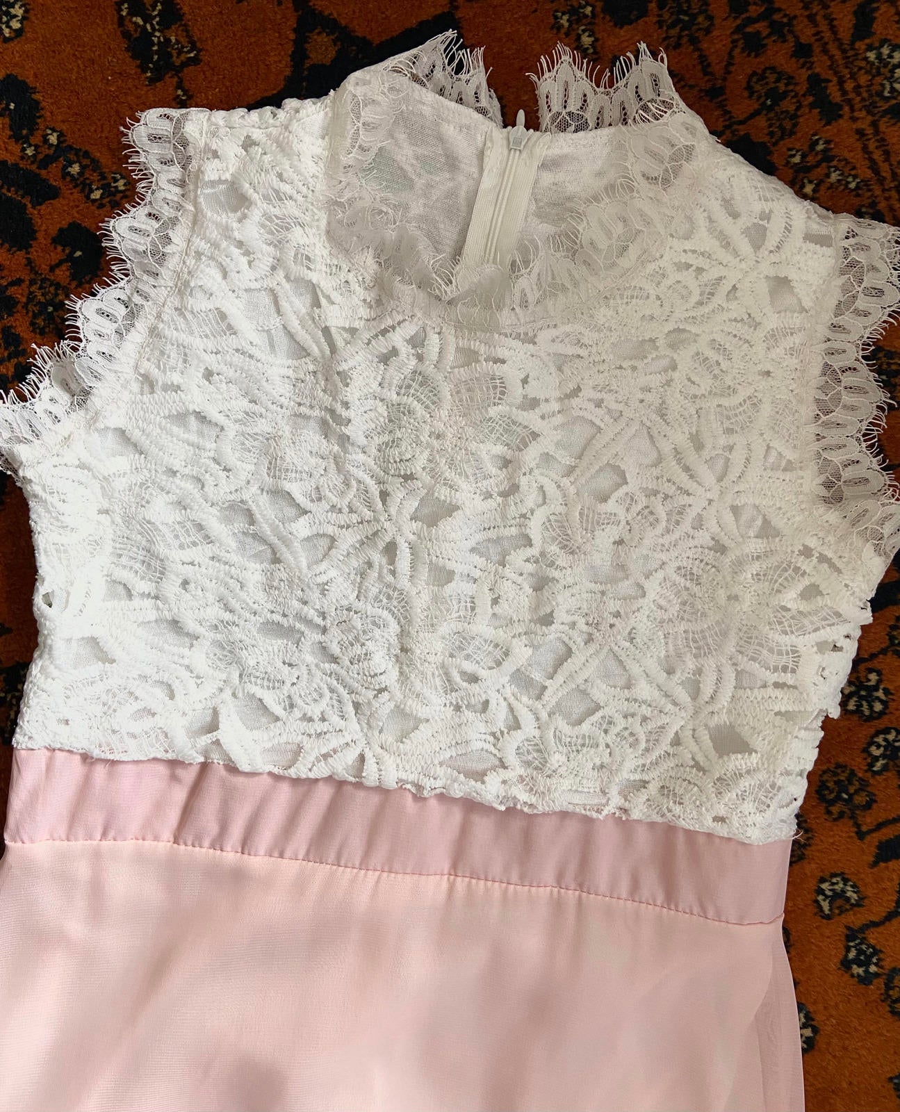 Pale Pink Lace Detail Maxi Dress
