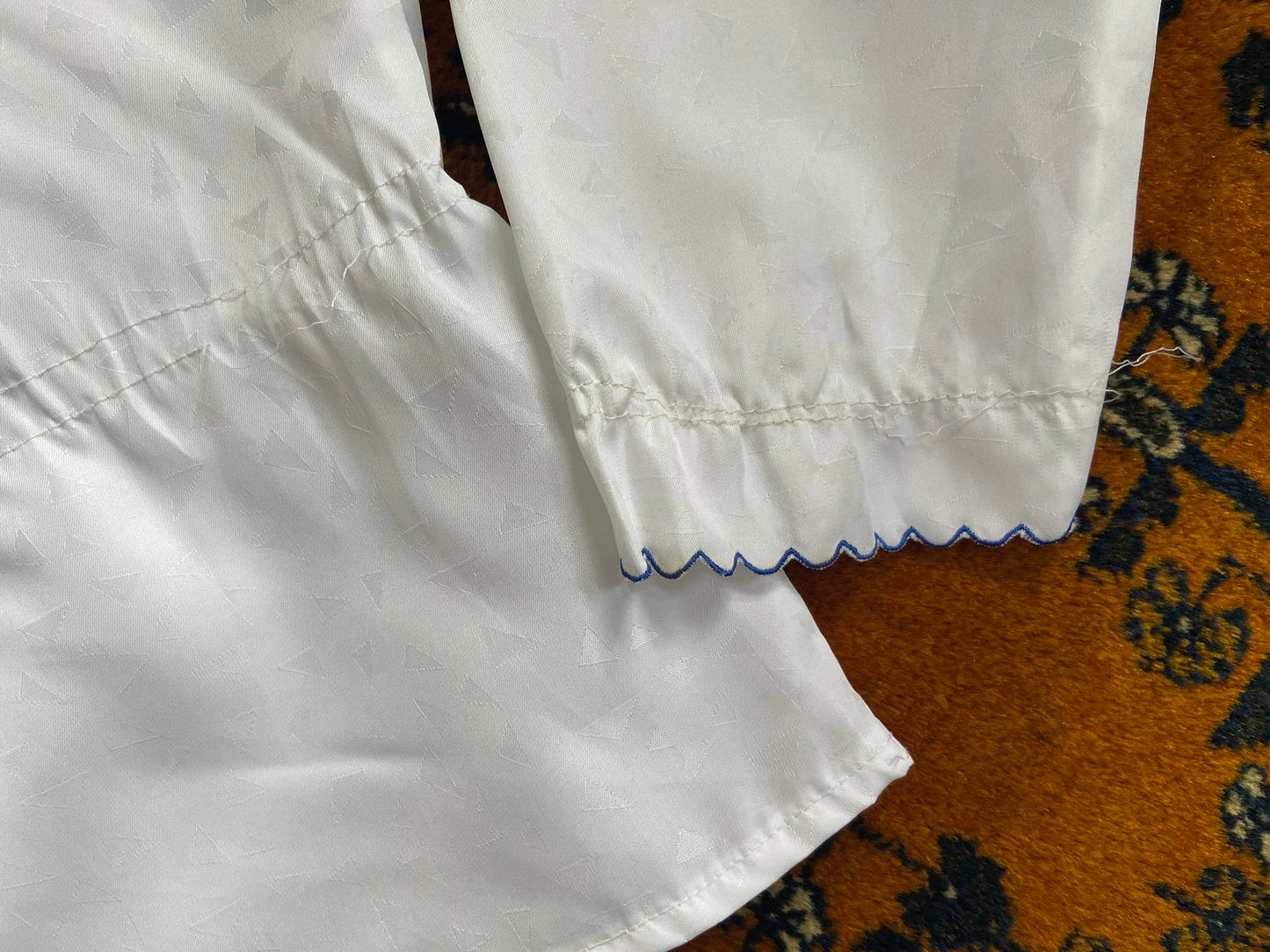 Vintage White Blue Folk Blouse