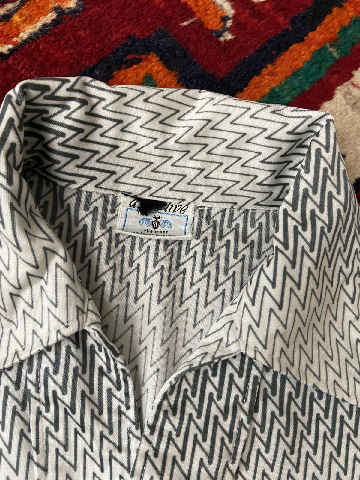Vintage 1970s Japanese Zig-Zag Jersey Top