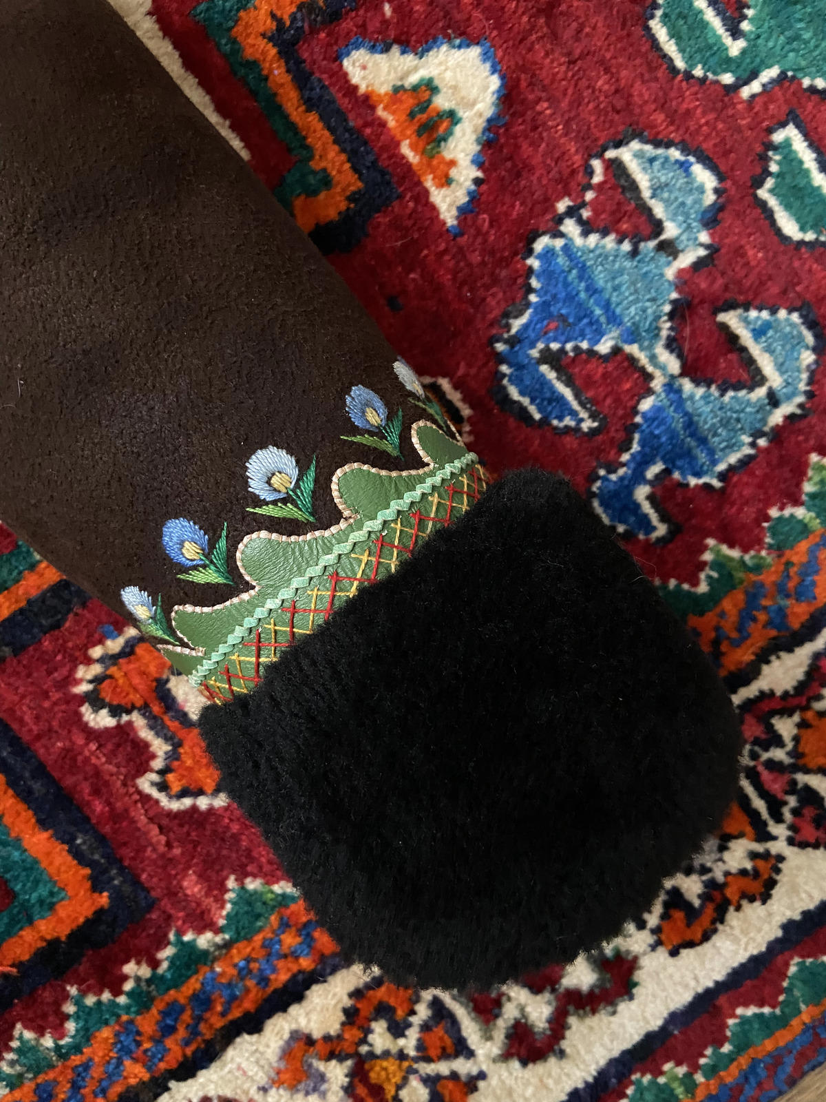 Vintage 1970s Brown Embroidered Afghan Coat