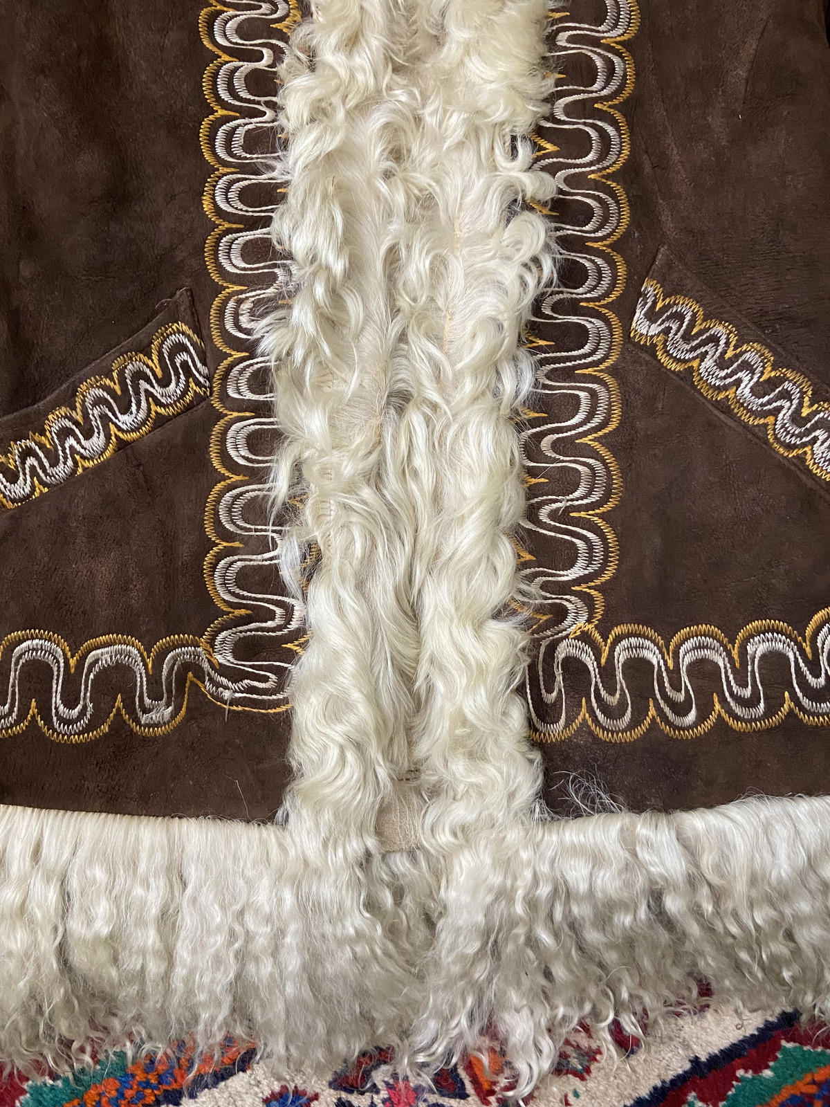 Vintage 1970s Brown Embroidered Afghan Coat