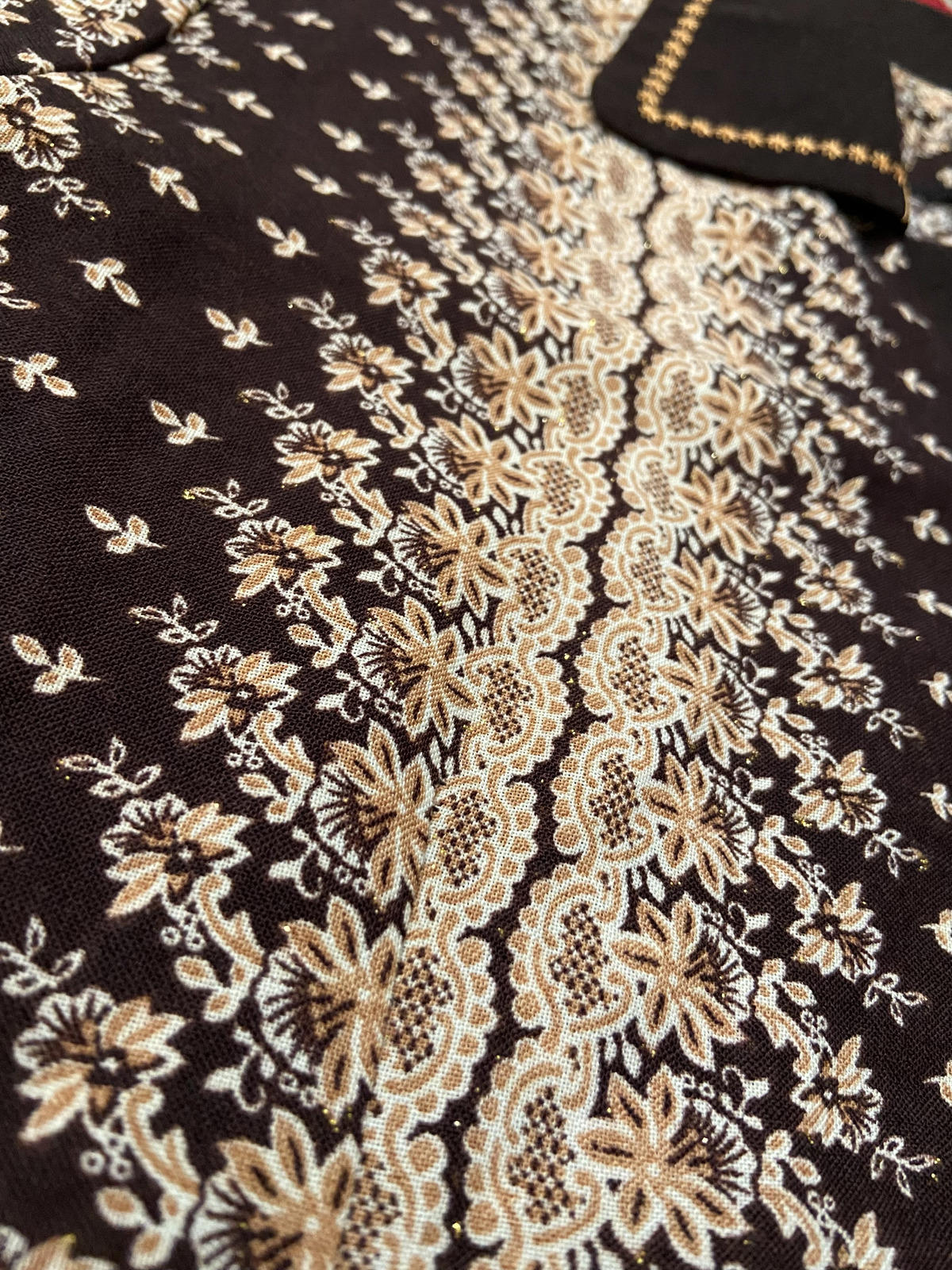 Brown Cream Metallic Print Shirt