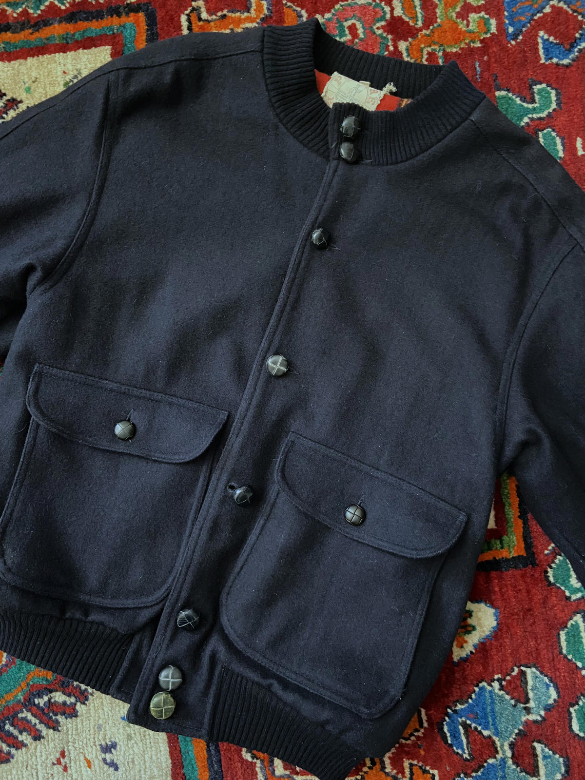 Vintage Italian Navy Tartan Lined Jacket