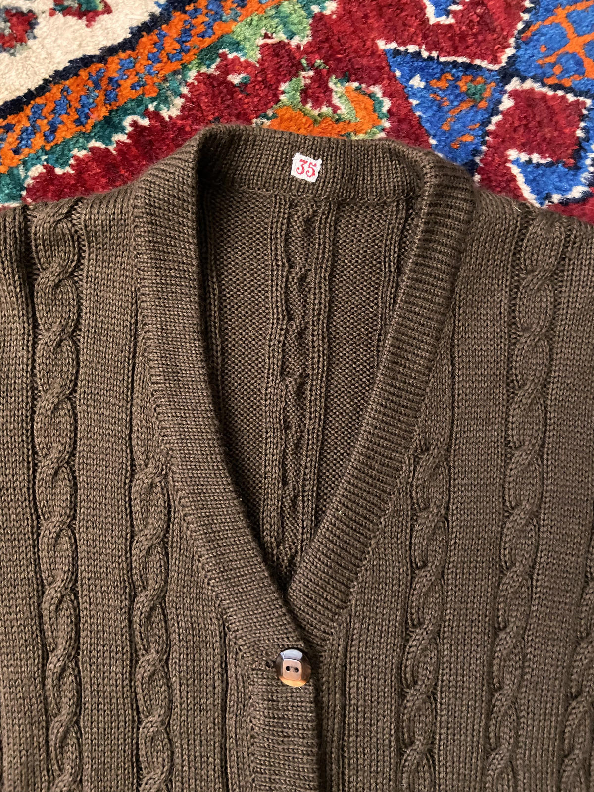 Vintage 1970s Brown Cable Knit Cardigan