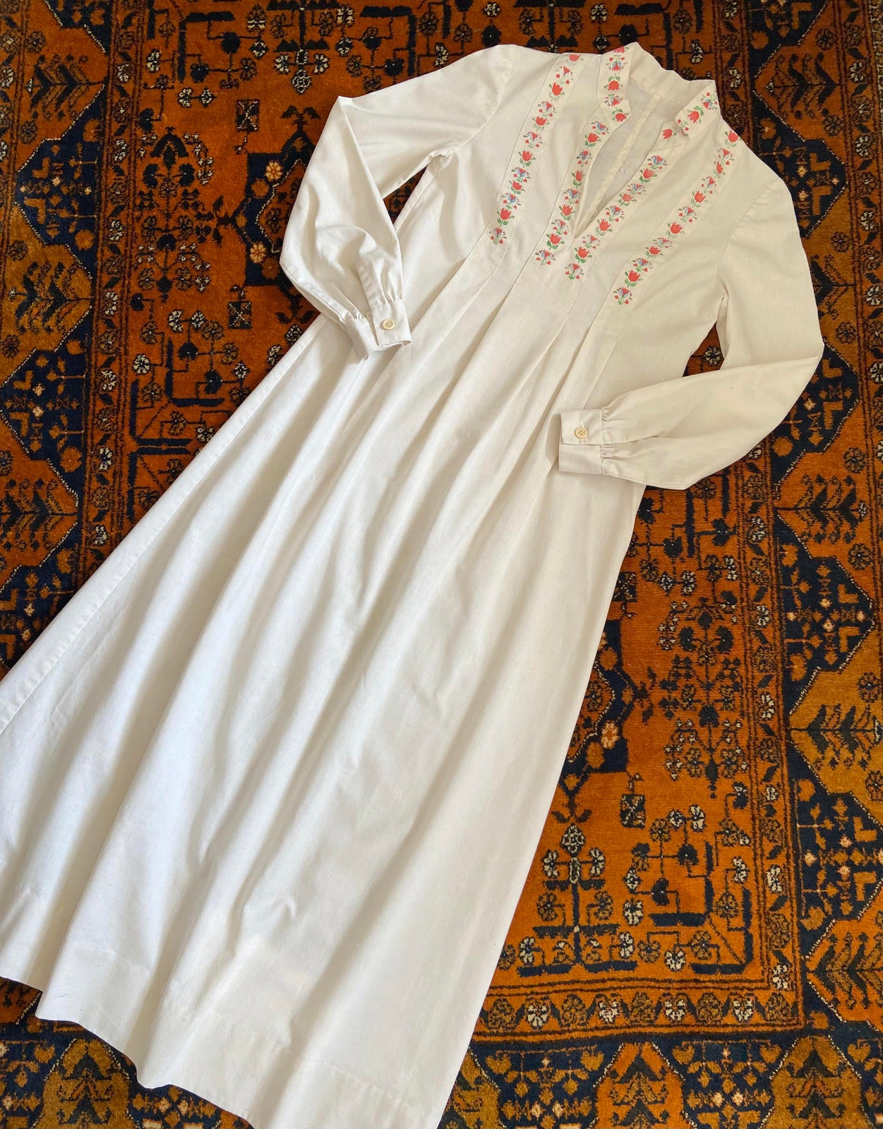 Vintage 1970s Rare Folk Maxi Dress