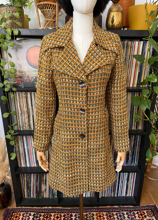 Vintage 1970s Orange Tweed Coat