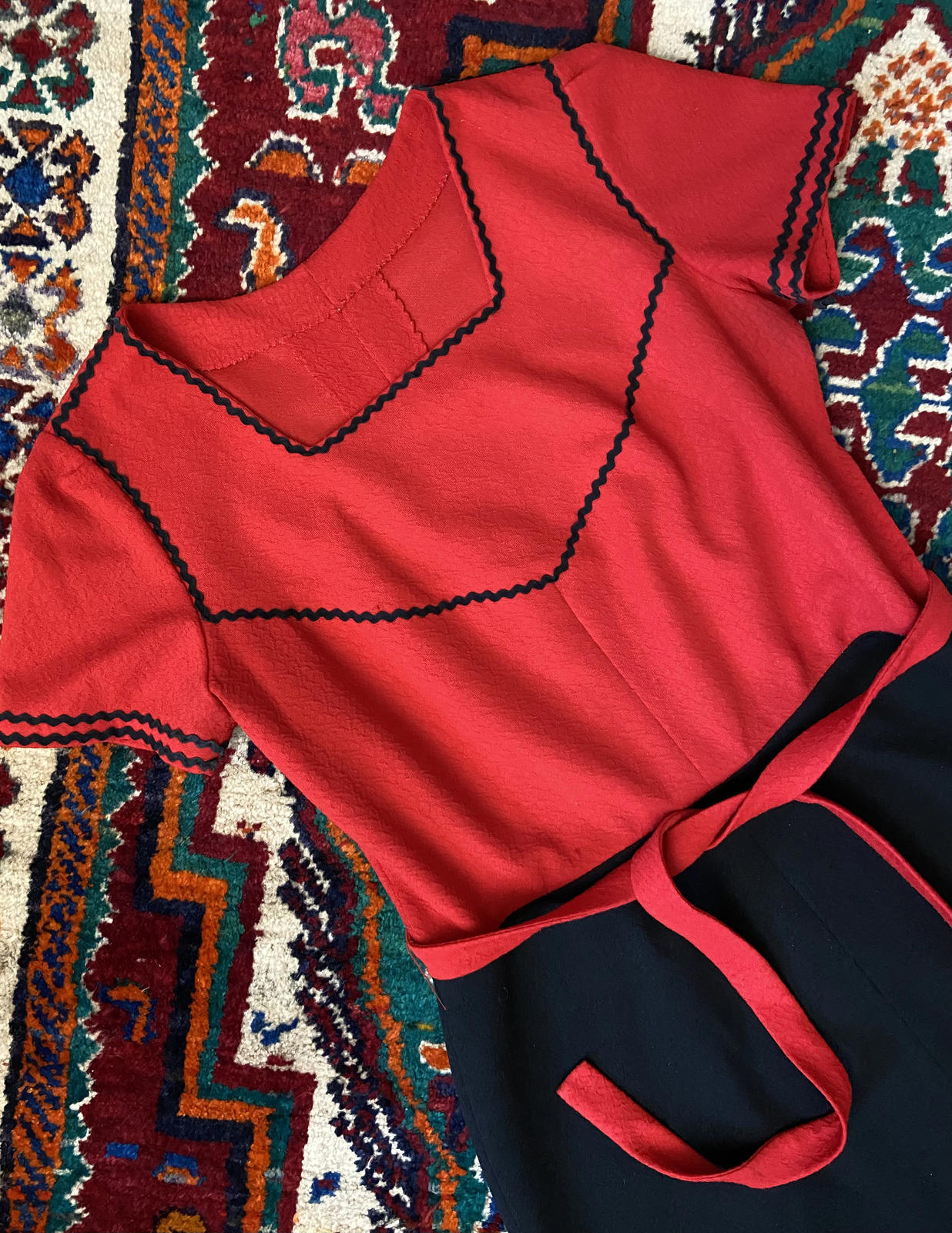 Vintage Red Black Ric Rac Dress