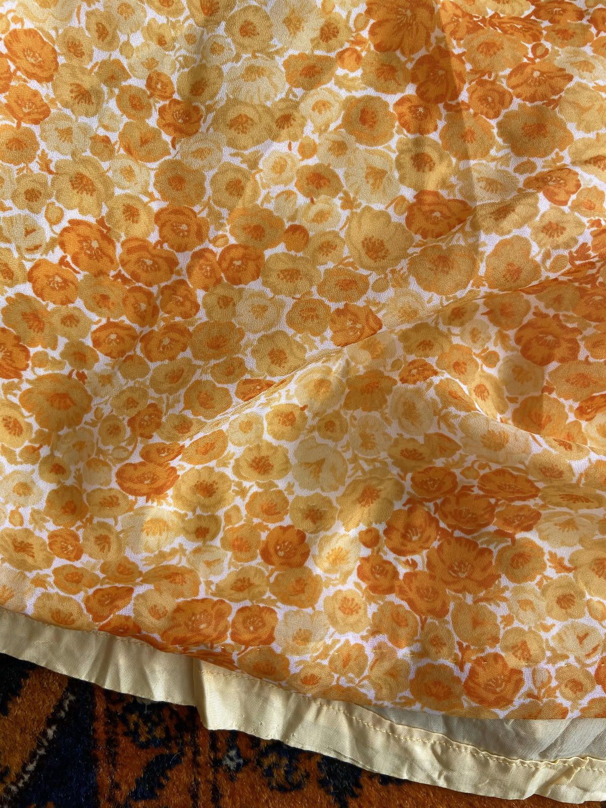 Vintage 1970s Yellow Floral Dress