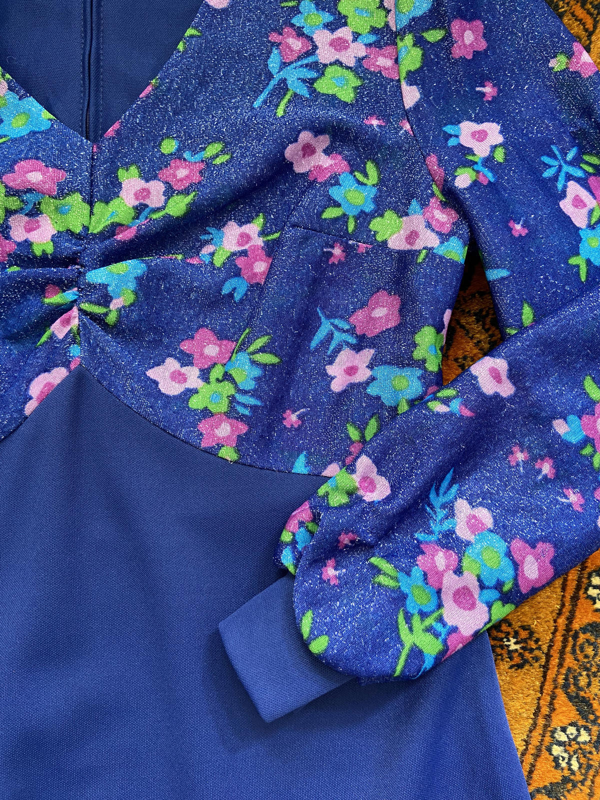 Vintage 1970s Blue Glitter Dress