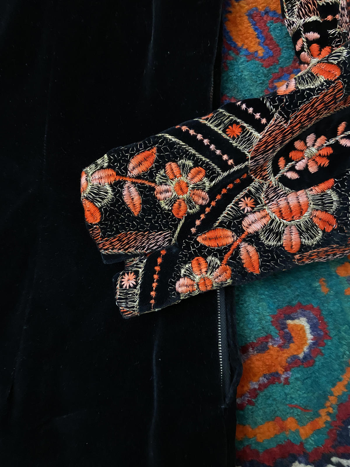 Vintage 1960s Embroidered Velvet Maxi Dress