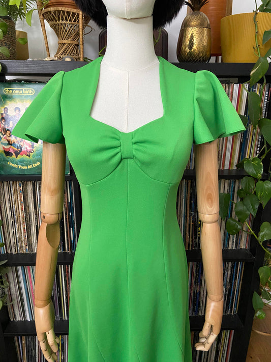 Vintage 1970s Apple Green Maxi Dress