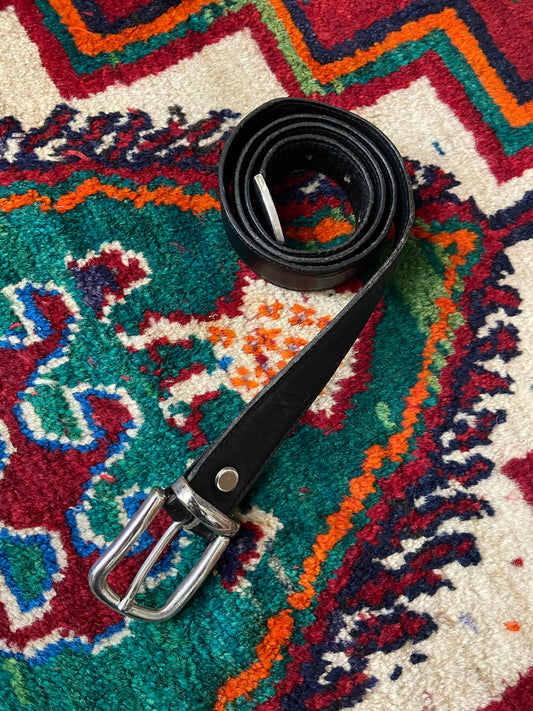 Vintage 1970s Slim Leather Belt With Tailpiece