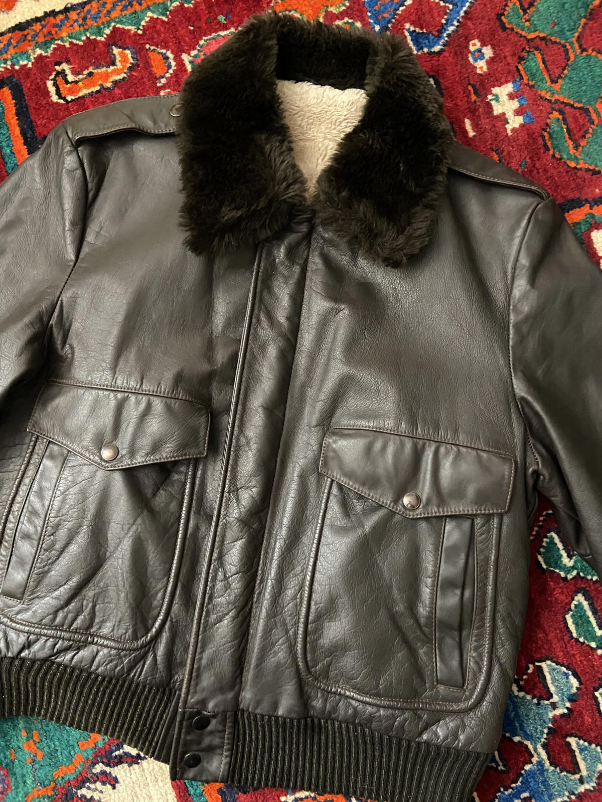 Vintage 1970s Leather Bomber Jacket