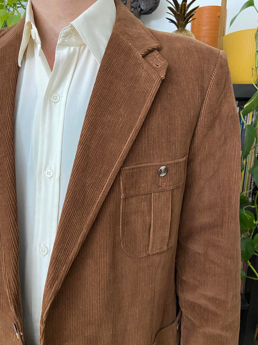 Vintage 1970s Brown Corduroy Blazer Jacket