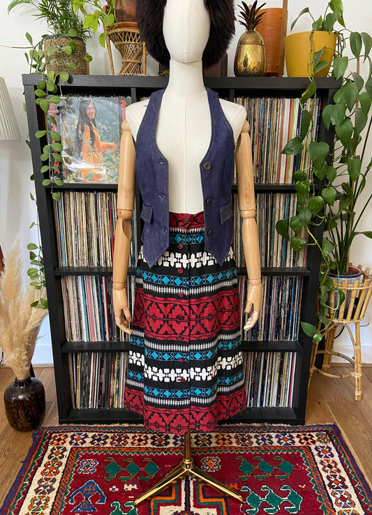 Vintage 1970s Embroidered Folk Skirt