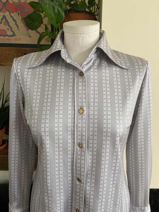 Vintage 1970s Pale Grey Japanese Jersey Shirt