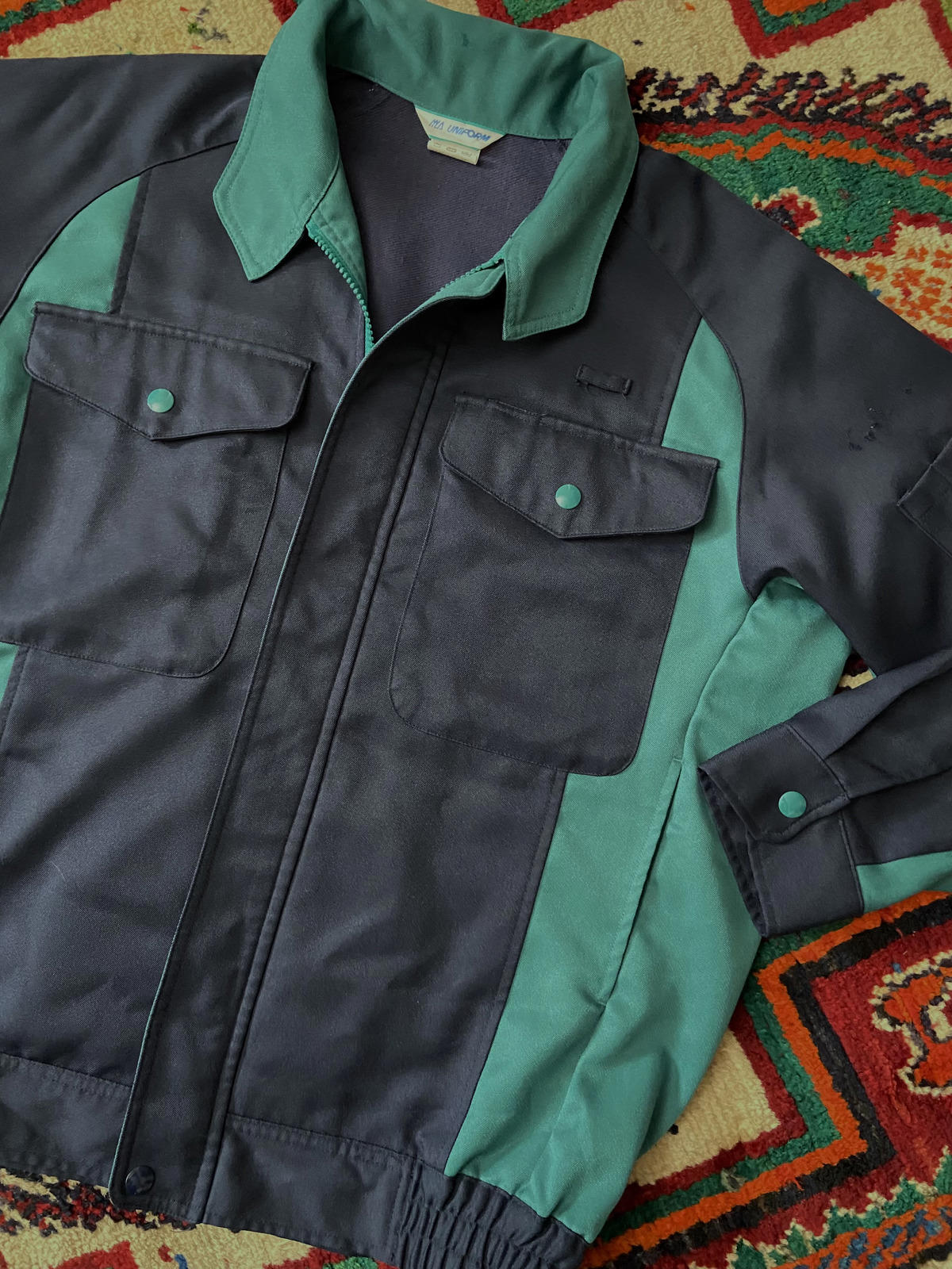 Vintage Navy & Green Japanese-Style Worker Jacket