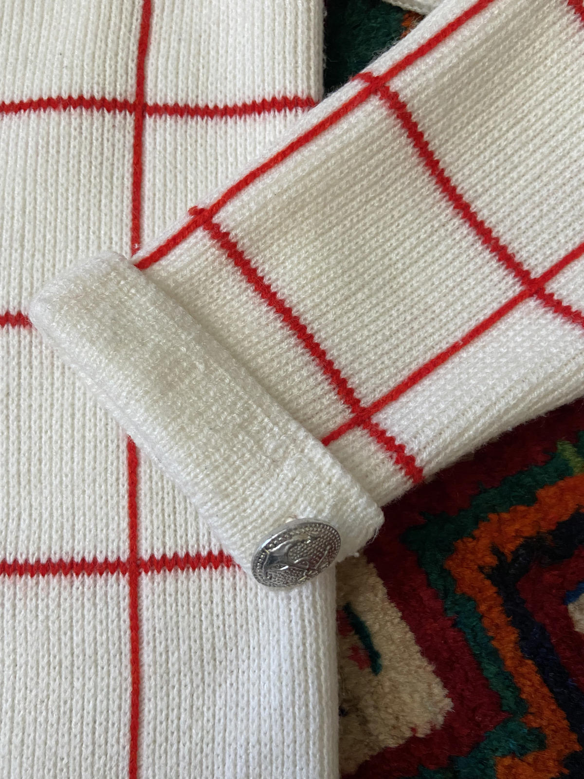 Vintage 1970s White Double Breasted Cardigan