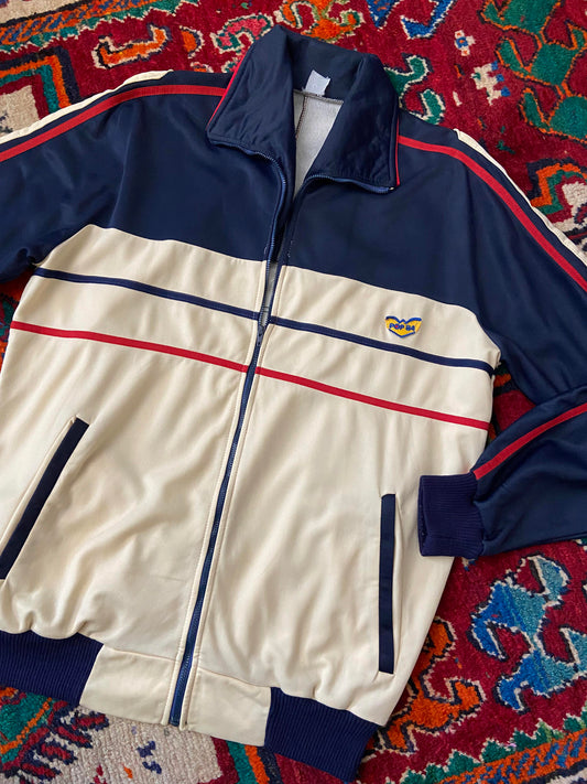 Vintage 1980s Cream & Navy Track Top