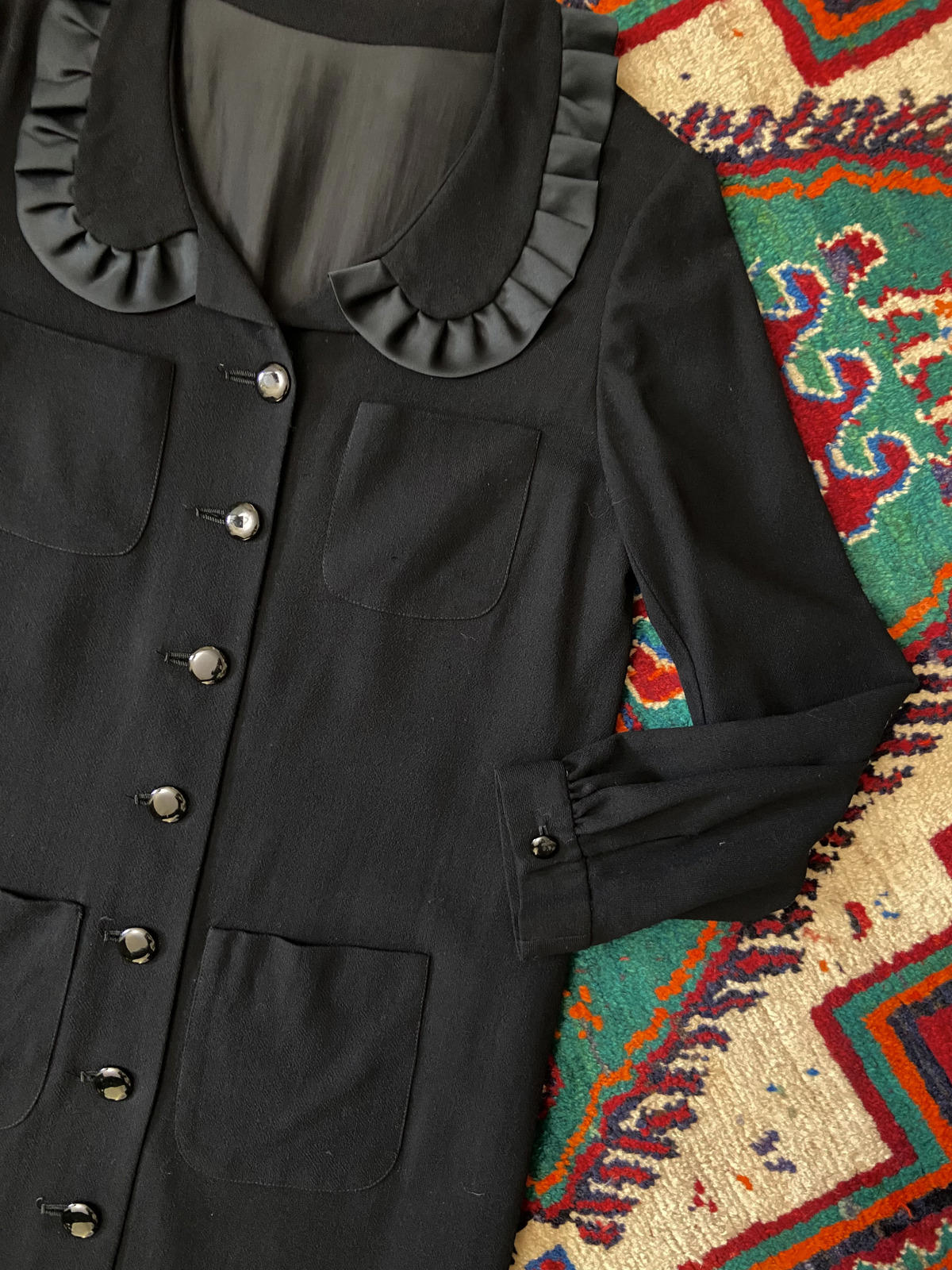 Vintage Frill Collar Button Up Coat