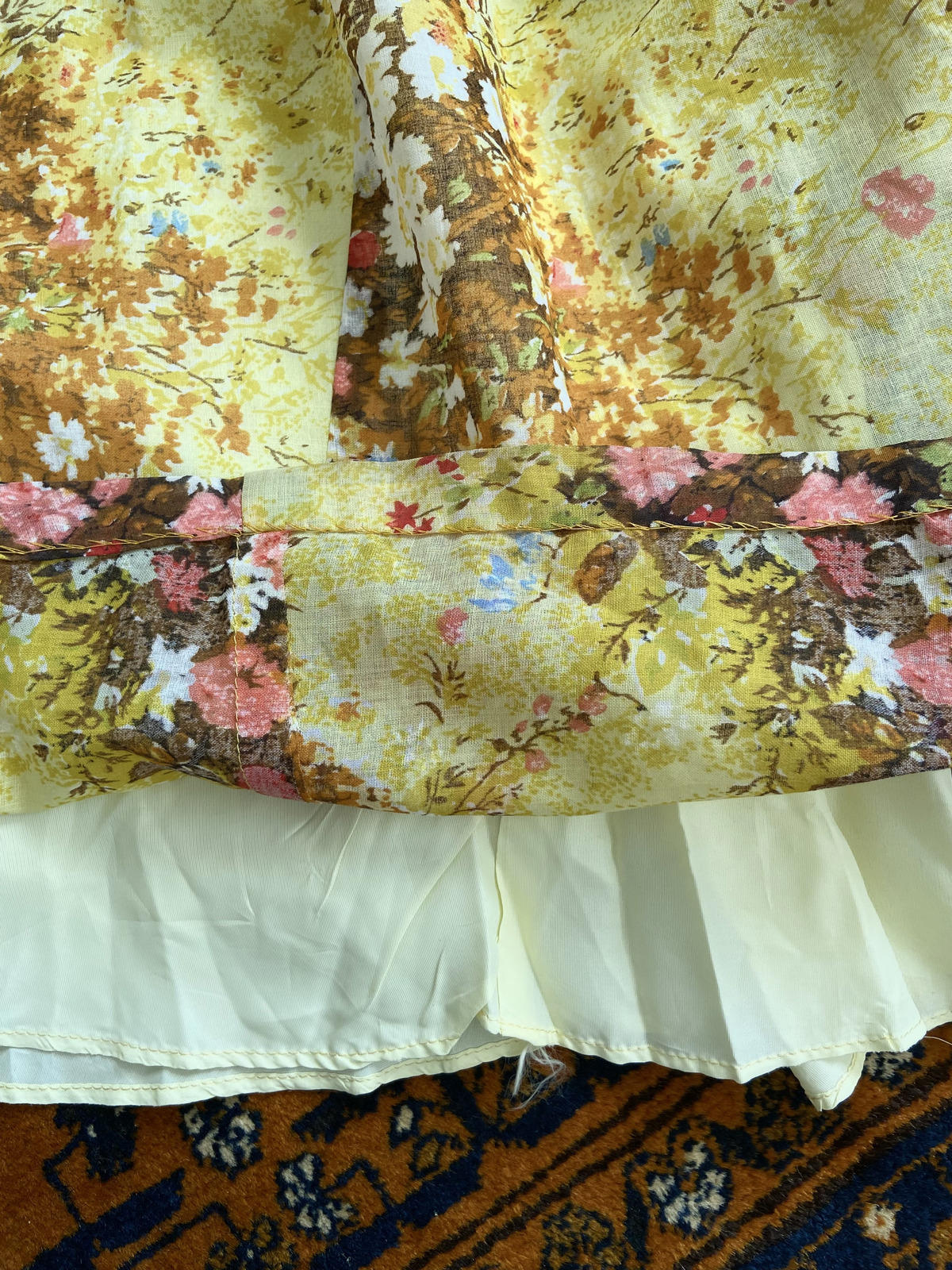 Vintage 1960s Yellow Floral Shirt Dress