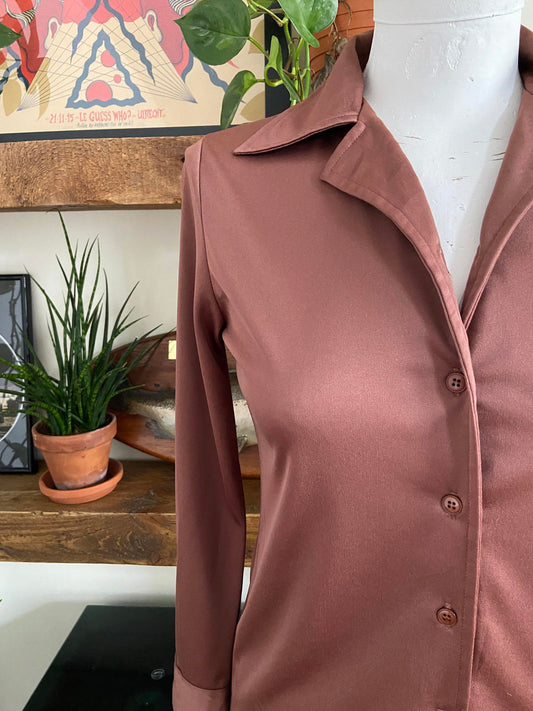 Vintage 1970s Brown Jersey Shirt