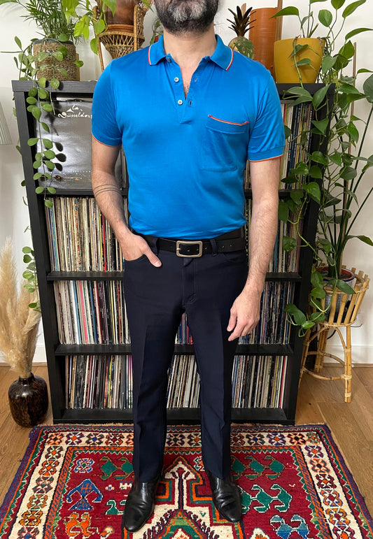 Vintage 1970s Blue Italian Polo Shirt