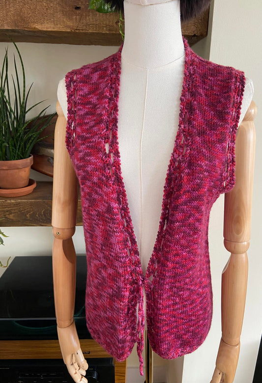 Vintage 1970s Purple Magenta Knit Waistcoat